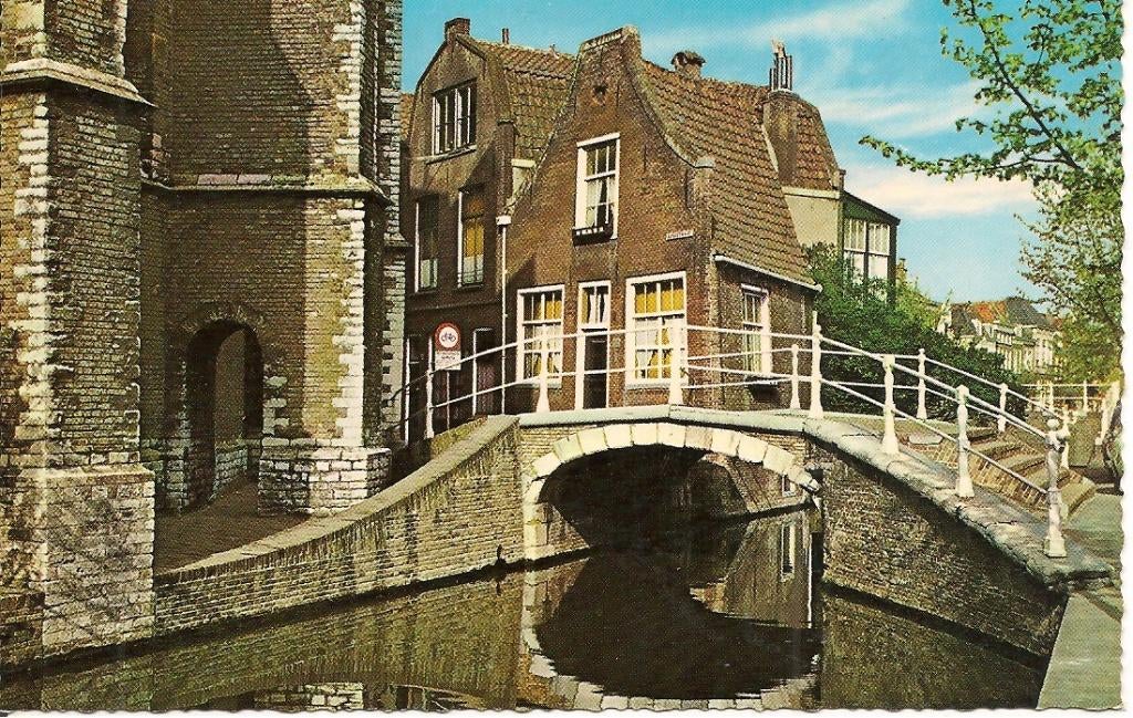 Delft Kerkstraat met oude Huisje., Ophalen of Verzenden, 1960 tot 1980, Ongelopen, Zuid-Holland