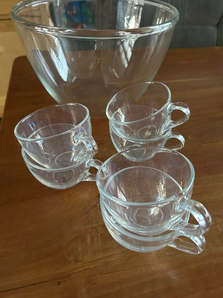 Te koop glazen bowlset compleet, Ophalen, Zo goed als nieuw, Overige typen