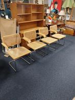 4x Cidue buisframe stoelen, ontworpen door Marcel Breuer., Ophalen, Zo goed als nieuw, Hout