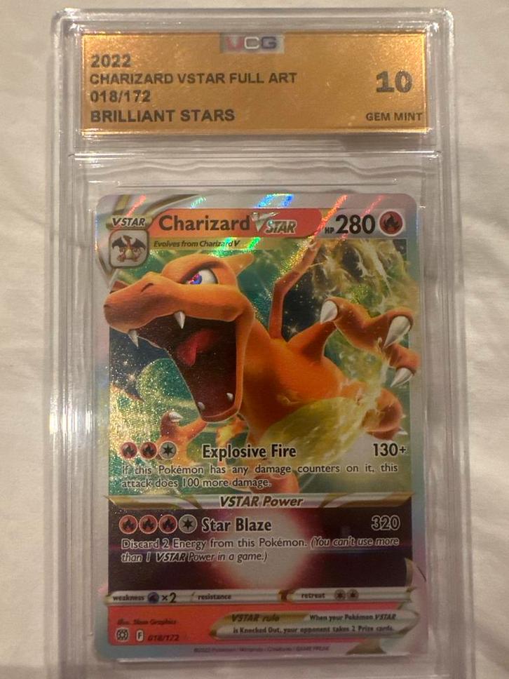 Charizard VSTAR Full Art 018/172 PSA 10 Gem Mint, Hobby en Vrije tijd, Verzamelkaartspellen | Pokémon, Nieuw, Losse kaart, Foil