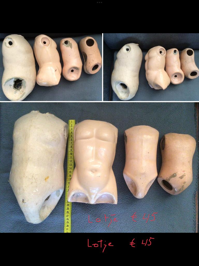 🌿 Pop ,”LOTJE”4 ANTIEKE POPPEN ROMPEN”ZOLDEROPRUIMING!🌿€38, Antiek en Kunst, Antiek | Overige Antiek, Verzenden