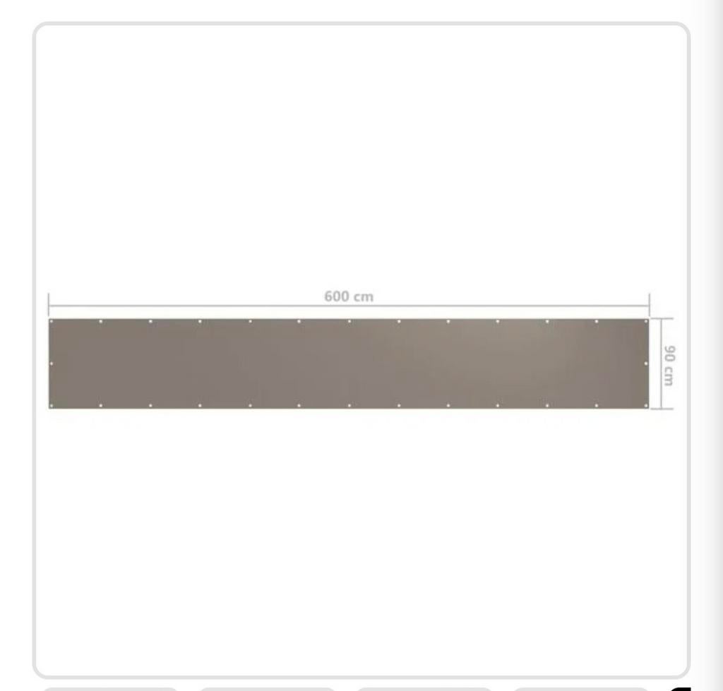 Balkonscherm Taupe 90x600 cm - Nieuw in doos, Ophalen of Verzenden, Nieuw