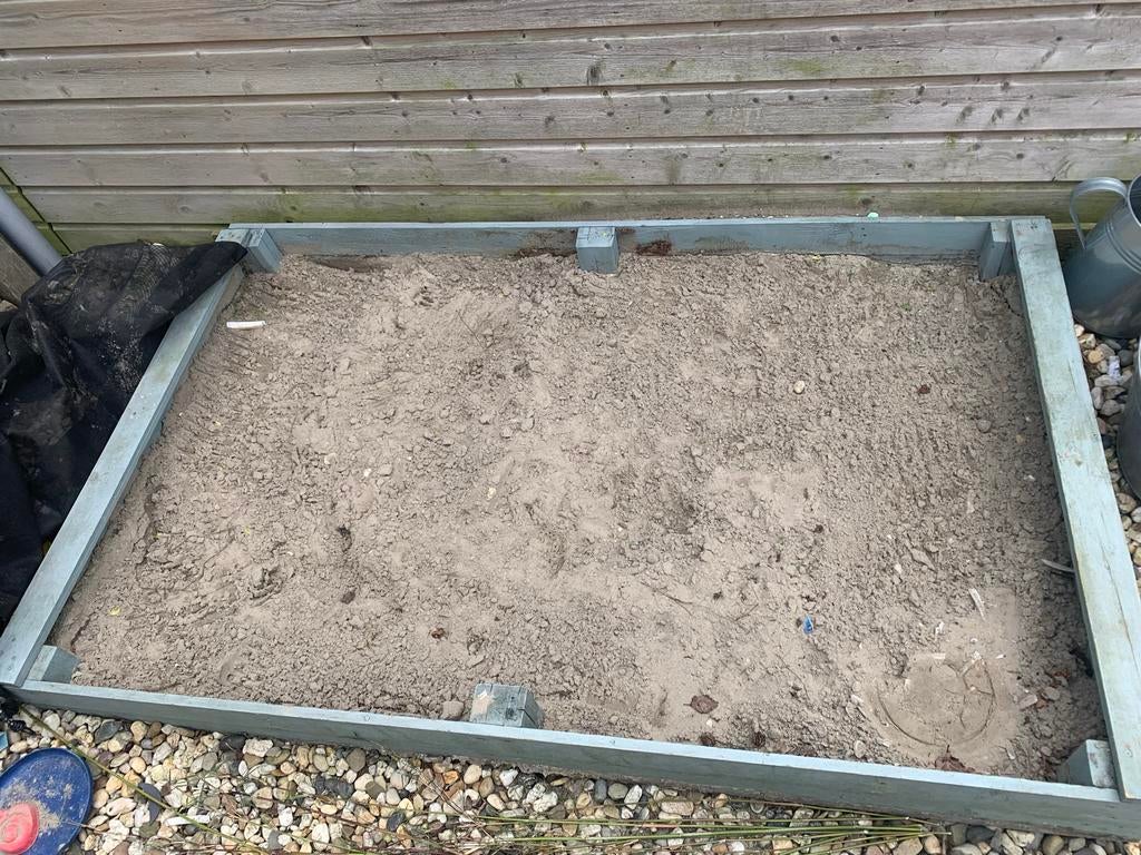 Grote zandbak met afdekzijl - 200x124cm, Kinderen en Baby's, Speelgoed | Buiten | Zandbakken, Ophalen, Gebruikt