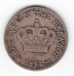 26-509 Griekenland 5 lepta 1894A, Postzegels en Munten, Munten | Europa | Niet-Euromunten, Losse munt, Overige landen, Ophalen of Verzenden