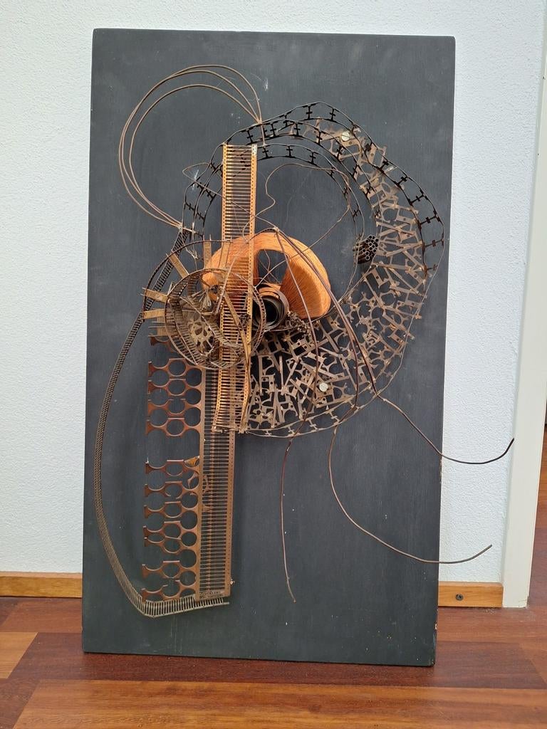 Vintage jaren 60 70 brutalist kunstwerk abstract, Ophalen of Verzenden