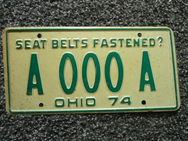 Kentekenplaat licenseplate Ohio 74 Seat Belts Fastened USA, Verzamelen, Verzenden, Gebruikt, Auto's