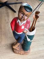 Houten Golf Beeldje - Golfer met Golfclubs, Ophalen, Gebruikt, Mens