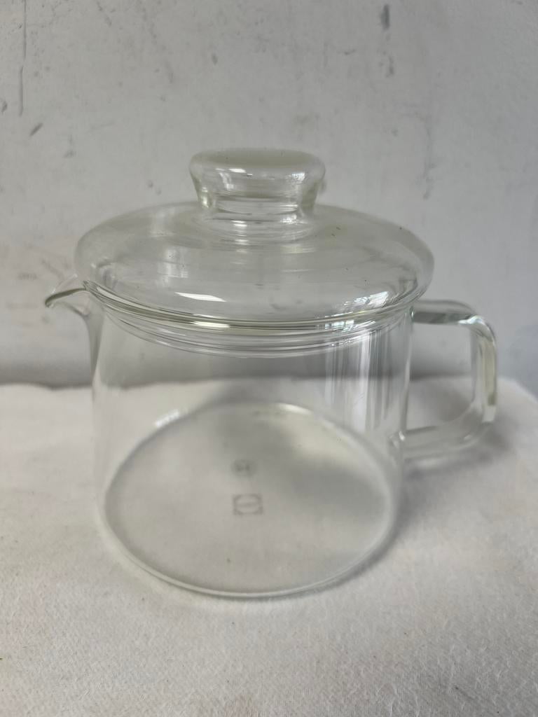 Te Koop : Vintage Glazen Theepot Douwe Egberts Schott Thee, Theepot/fluitketel, Glas, Ophalen of Verzenden, Zo goed als nieuw