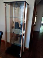 Vitrinekast beuken/zwart fineer met verlichting, Huis en Inrichting, Kasten | Vitrinekasten, Ophalen, Glas, 50 tot 100 cm, 150 tot 200 cm