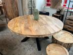 Magazijn leegverkoop ronde eettafel mangohout matrix zwart, Nieuw, Ophalen of Verzenden, Info@wkhome.nl, Argonweg 20 Amersfoort