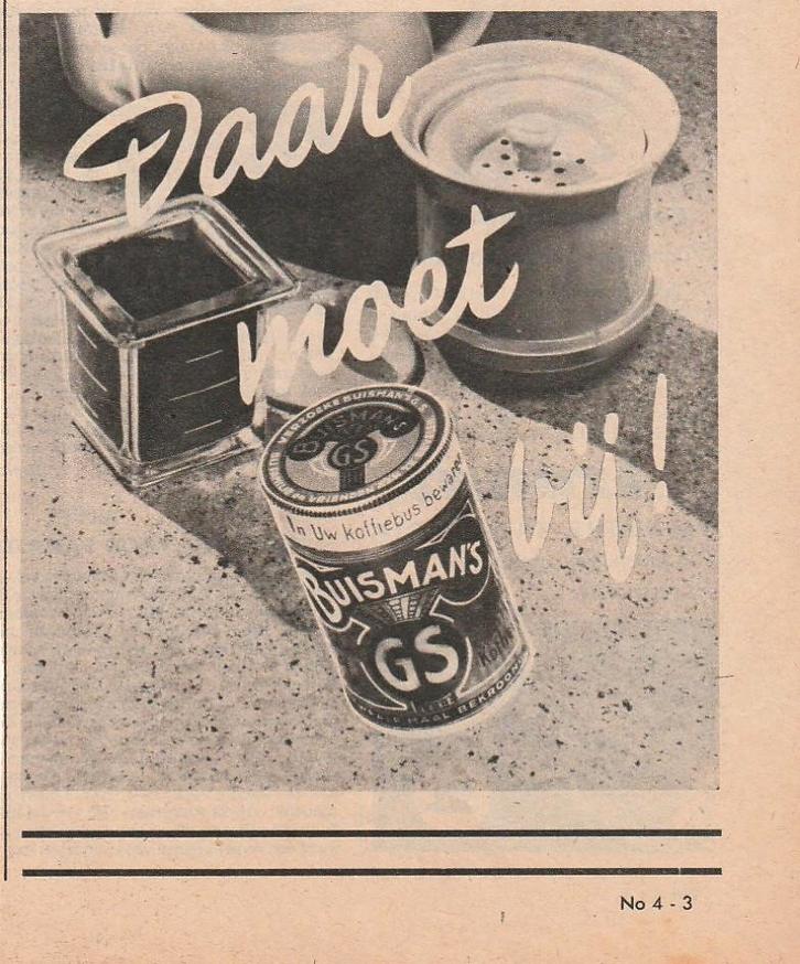 Retro reclame 1952 Buisman's lekkers in de koffie, Verzamelen, Retro, Overige typen, Verzenden