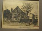 Bar.J STRONKHORST, Mooie ets Boerderij langs Rivier,met POMP, Antiek en Kunst, Ophalen