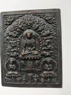Vintage Tibet repousse Budda koperen plaat., Ophalen of Verzenden