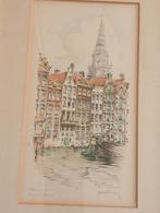 Gerard van Berkel - Damrak Amsterdam - Gesigneerde Prent, Antiek en Kunst, Kunst | Tekeningen en Foto's, Ophalen of Verzenden