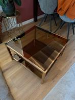 Glazen salontafel vintage look, Huis en Inrichting, Tafels | Salontafels, Ophalen, 50 tot 100 cm, Vierkant, 50 tot 100 cm