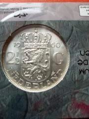 Afscheid 60 jr Zilveren Rijksdaalder Juliana coincard 1960, Koningin Juliana, Setje, Zilver, Ophalen of Verzenden