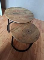 Mango houten tafeltjes, Minder dan 55 cm, Rond, Zo goed als nieuw, Ophalen