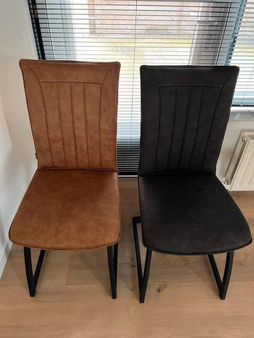 6 eetkamerstoelen amare (4x antraciet & 2x cognac)