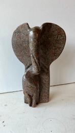 Stenen Olifant met Jong, Antiek en Kunst, Ophalen of Verzenden