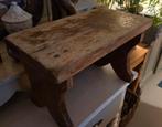 Oude brocante vensterbank kruk of opstapje massief eikenhout, Ophalen