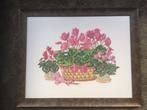 hand geborduurd werk 'Cyclamen', Ophalen of Verzenden, Zo goed als nieuw