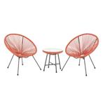❤️Trendy Rieten Design Loungeset Oranje - Egg Chairs + Tafel, Caravans en Kamperen, Nieuw, Campingstoel