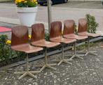 Vintage schoolstoelen (5x), Huis en Inrichting, Stoelen, Vijf, Zes of meer stoelen, Gebruikt, Bruin, Ophalen