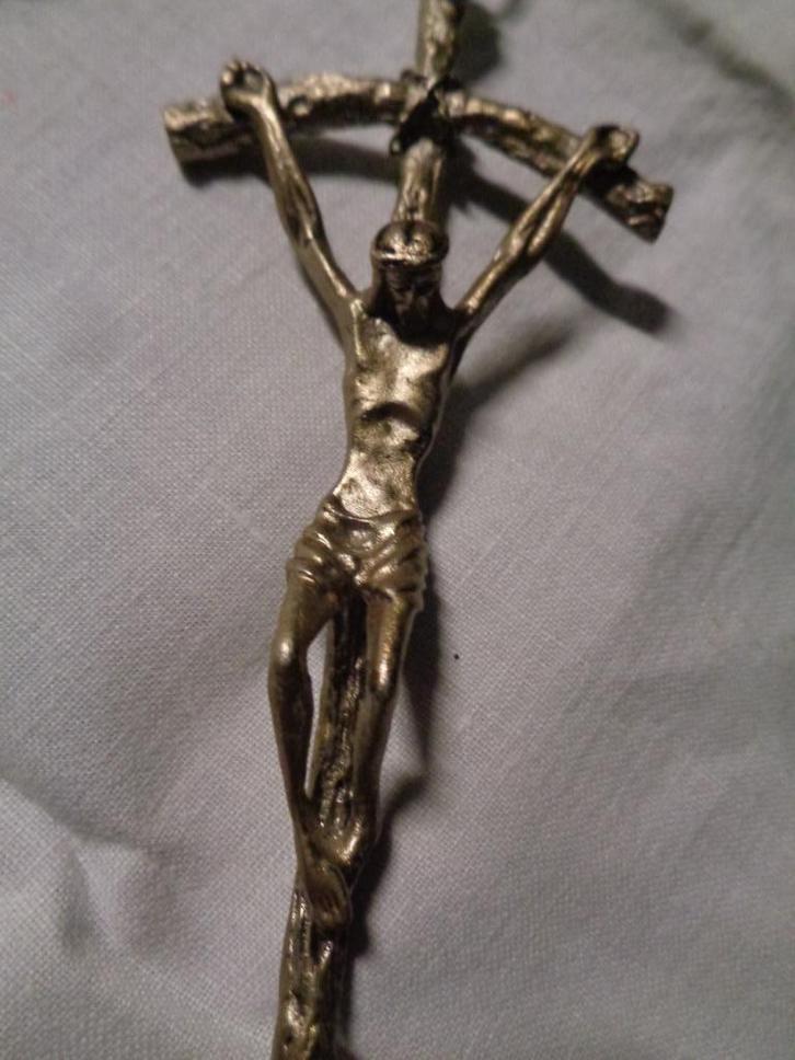 zilverkl paulus kruis aan ketting met clip pen 14 cm lang, Antiek en Kunst, Antiek | Religie, Ophalen of Verzenden