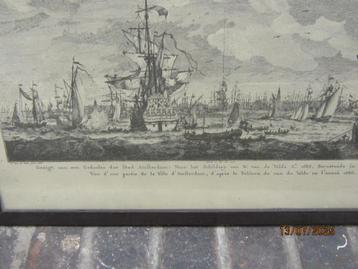 Mooie Zw-wit gravure van een Gedeelte van Stad Amsterd, ,  beschikbaar voor biedingen
