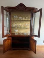 Antieke vitrinekast buffetkast servieskast gebogen glas, Ophalen, Zo goed als nieuw