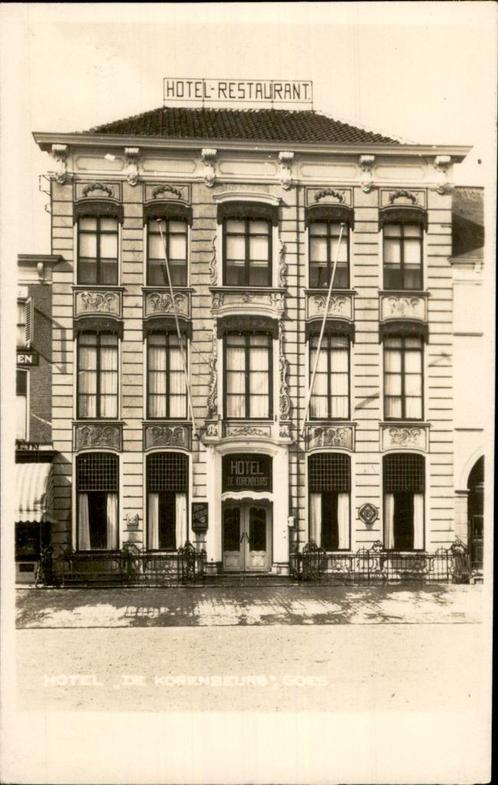 Goes Hotel de Korenbeurs FOTOKAART, Verzamelen, Ansichtkaarten | Nederland, Ongelopen, Zeeland, 1920 tot 1940, Ophalen of Verzenden