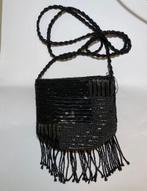 Vintage zwart glaskralen tas tasje brocante avondtasje boho, Ophalen of Verzenden, Zo goed als nieuw, Zwart, Avondtasje