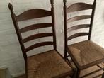 2 knopstoelen met biezen zitting, Gebruikt, Twee, Bruin, Hout