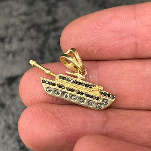 14 karaat gouden hanger tank model, Sieraden, Tassen en Uiterlijk, Kettinghangers, Nieuw, Goud, Ophalen of Verzenden