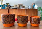 ADCO Paisley Oranje Vintage Set Bloempotten, Tuin en Terras, Bloempotten, Rond, Ophalen of Verzenden, Zo goed als nieuw, X