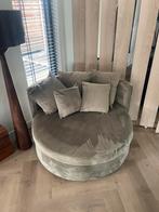Ronde fauteuil taupe velours, Huis en Inrichting, Fauteuils, Ophalen, Gebruikt