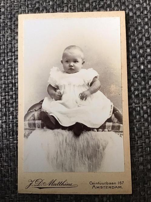 CDV, Kind, J.D. Matthieu, Amsterdam, Carte de Visite, Verzamelen, Foto's en Prenten, Gebruikt, Foto, Kind, Voor 1940, Ophalen of Verzenden