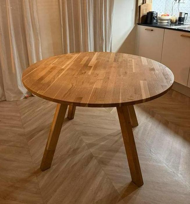 Woood Tablo - Ronde eiken eettafel - 120cm, Huis en Inrichting, Tafels | Eettafels, Gebruikt, 100 tot 150 cm, 100 tot 150 cm, Vier personen