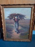 Scholderij R. LIEMAN vrouw in veld, Ophalen