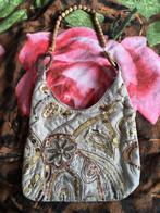 Vintage Dames tas/kralen/pailletten., Sieraden, Tassen en Uiterlijk, Tassen | Damestassen, Ophalen of Verzenden, Gebruikt, Beige