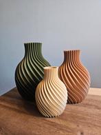 Spiraal vazen set van 3 olijfgroen, terracotta beige 3D vaas, Ophalen of Verzenden, Nieuw, Overige kleuren, Minder dan 50 cm