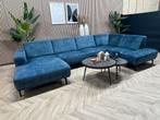 Velvet Velours Montel Star U-Bank / Hoekbank - Blauw - 350cm, Ophalen, -, -, Hoekbank