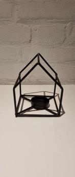 Metalen waxinelicht houder in de vorm van een huisje, Zwart, Ophalen of Verzenden, Zo goed als nieuw, Metaal