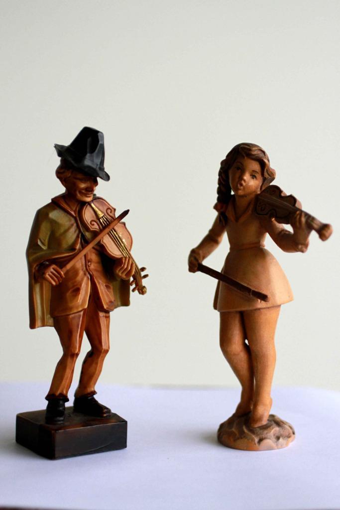 Violisten echtpaar houtsnijwerk, Antiek en Kunst, Kunst | Beelden en Houtsnijwerken, Ophalen of Verzenden