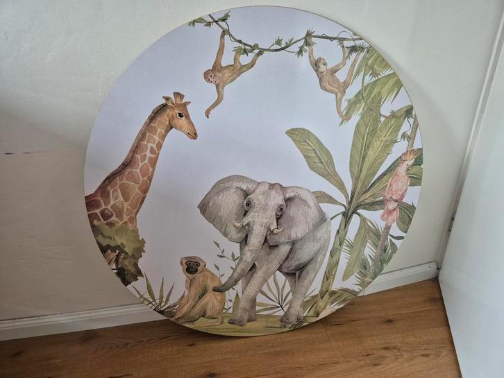 Behangcirkel op Hout - Jungle Dieren, Huis en Inrichting, Woonaccessoires | Wanddecoraties, Zo goed als nieuw, Ophalen of Verzenden