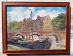 Boten in de Brouwersgracht Jan Kelderman 1914-1990, Antiek en Kunst, Kunst | Schilderijen | Klassiek, Ophalen of Verzenden
