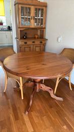 Grenen ronde eettafel met bolpoot, Ophalen, Gebruikt, Rond, Vier personen