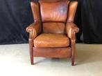 Engelse oorfauteuil in rundleder, Ophalen, Gebruikt, Engels / Klassiek, 75 tot 100 cm