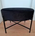 Poef voetenbank hocker zwart metaal velours, Ophalen, Rond, Minder dan 50 cm, Zo goed als nieuw