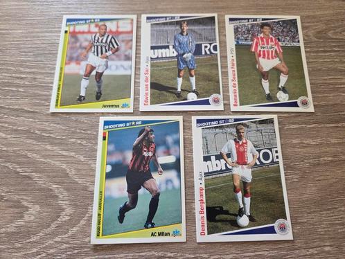 Shooting stars voetbal cards 91-92-93 Bergkamp, Romario, etc, Hobby en Vrije tijd, Stickers en Plaatjes, Gebruikt, Meerdere plaatjes